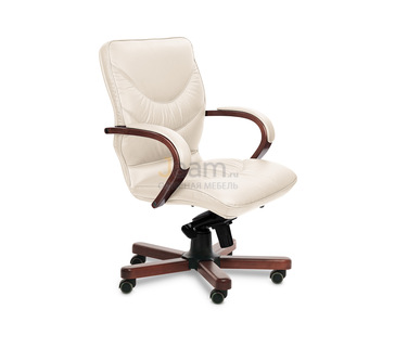 Кресло для руководителя LEEDS WOOD B кожа+кож.зам.