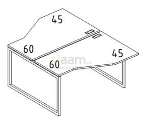 Мебель для персонала Рабочая станция со столами эргономичными "Техно" на металлокаркасе QUATTRO Б4 187 БП