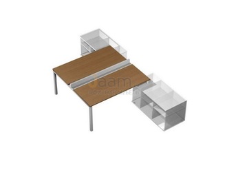 Мебель для персонала Рабочая станция (2х120) с ProSystem на 2-х опорных тумбах левой-правой (БЕЗ ТУМБ) КВ 0148
