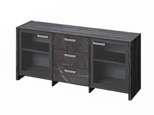 Тумба для документов Festus FI-13-02.G 1804x460x806 (Древесина Графит/Камень Пьетра Гриджиа черный)