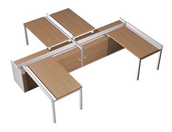 Рабочая станция (4х160) с ProSystem на 2-х опорных тумбах-купе с ProSystem Profiquadro КВ 0172 БВ 35