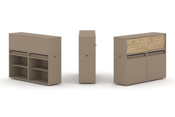 Тумба двойная + низкая надставка ES.NB.2N-2 (1500х410х1135)