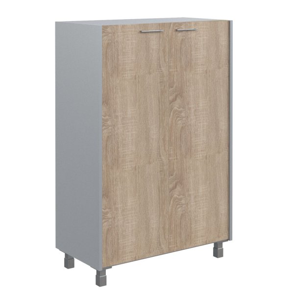 Шкаф со стеклянными дверьми Offix-new OMC 87.2 874x450x1329 (Дуб Сонома светлый/металлик)