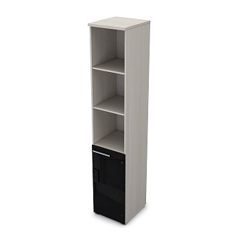 9ПП.005.28 Пенал высокий со стеклом и открытыми полками (400x450x2045), правый