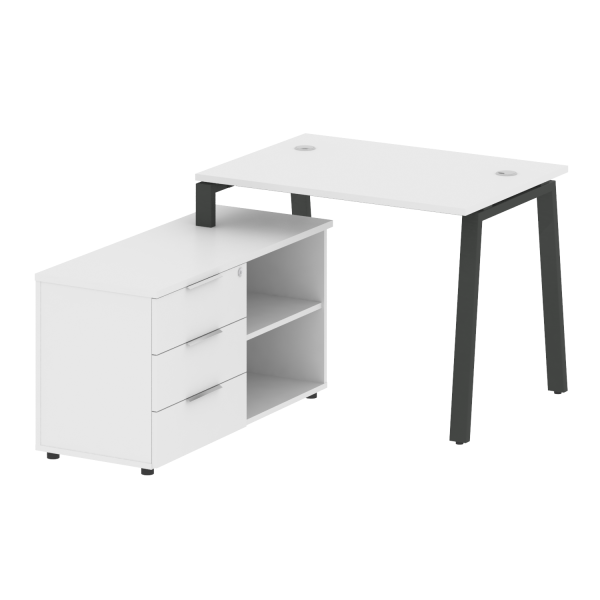 Рабочая станция с тумбой на А-образном м/к Metal System Style БА.РС-СТС-2.1 (L) 1100x1520x750