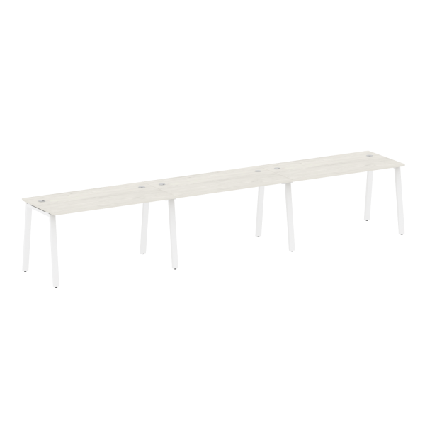 Рабочая станция на 3 рабочих места на А-образном м/к Metal System Style БА.СМ-3.3 4200x720x750 (Дуб наварра/Белый металл)