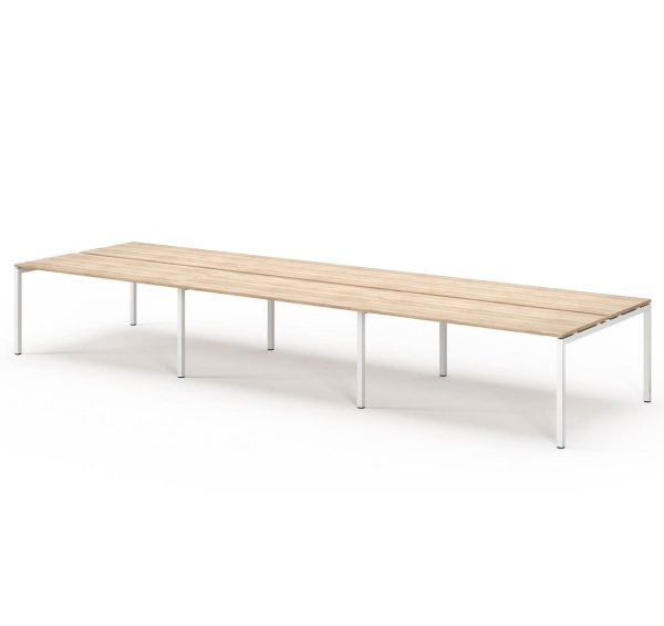TOUR LIGHT Бенч-система 6 рабочих мест 480x143 (Дуб калифорнийский/Белый металл)