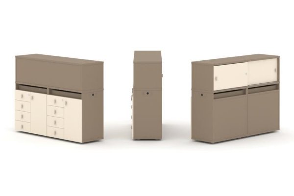 Тумба двойная + низкая надставка ES.NB.2N-4 (1500х410х1135)