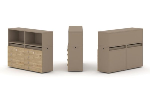 Тумба двойная + низкая надставка ES.NB.2N-3 (1500х410х1135)