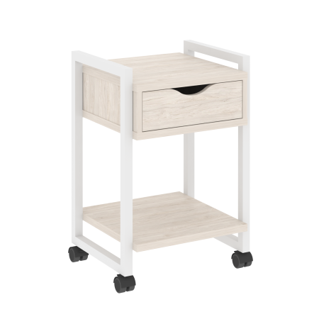 Тумба на колесных опорах с ящиком и полкой VR.L-T1.K 500x460x767 (Денвер Светлый/Белый металл)